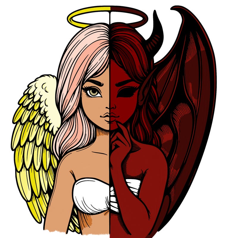 realistic angel half demon