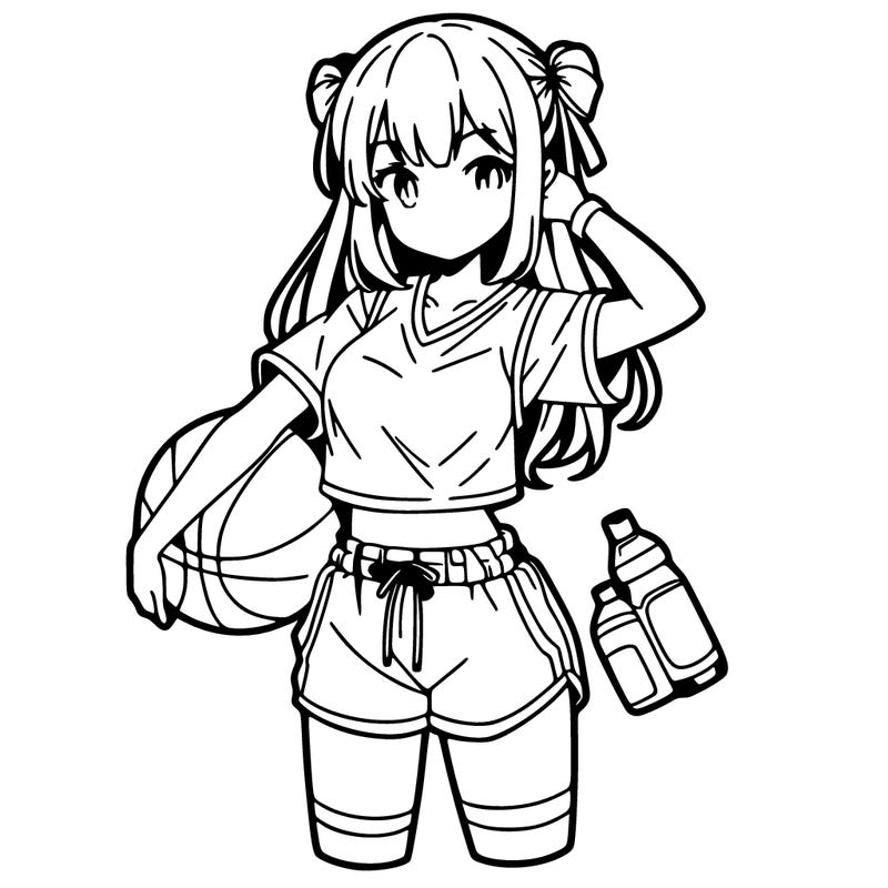 sports anime girl in shorts