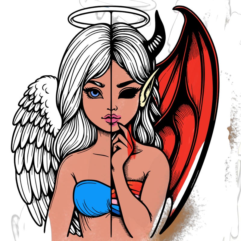 realistic angel half demon