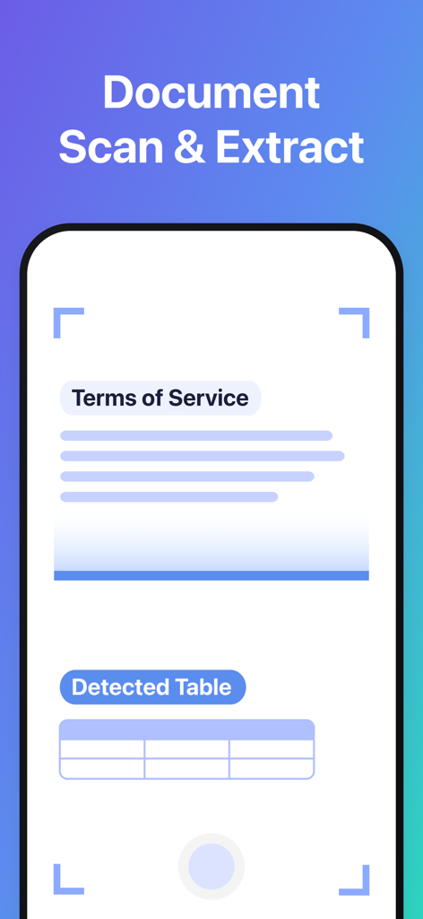 DoMore - Next-Gen AI Notebook - Interfaz de la aplicación DoMore que muestra funciones de escaneo de documentos IA y extracción de tablas