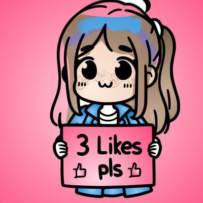 girl holding sign saying 3 likes pls