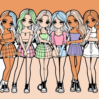 a group of girls realistic