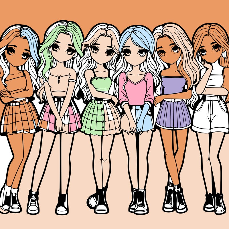 a group of girls realistic