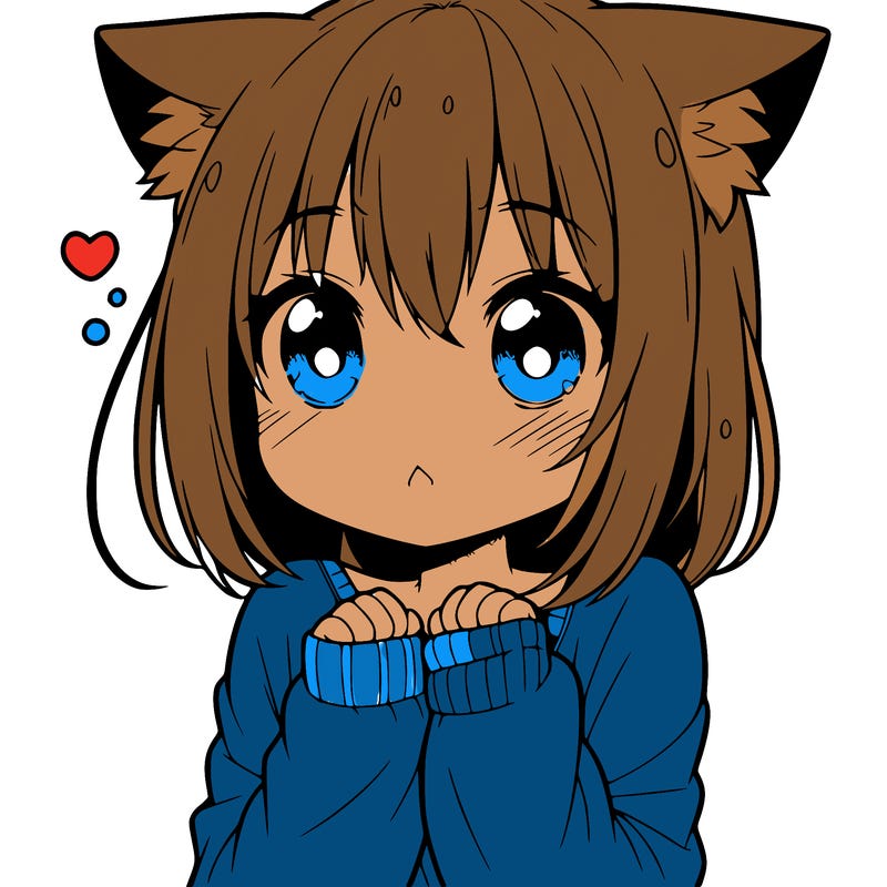 shy anime catgirl