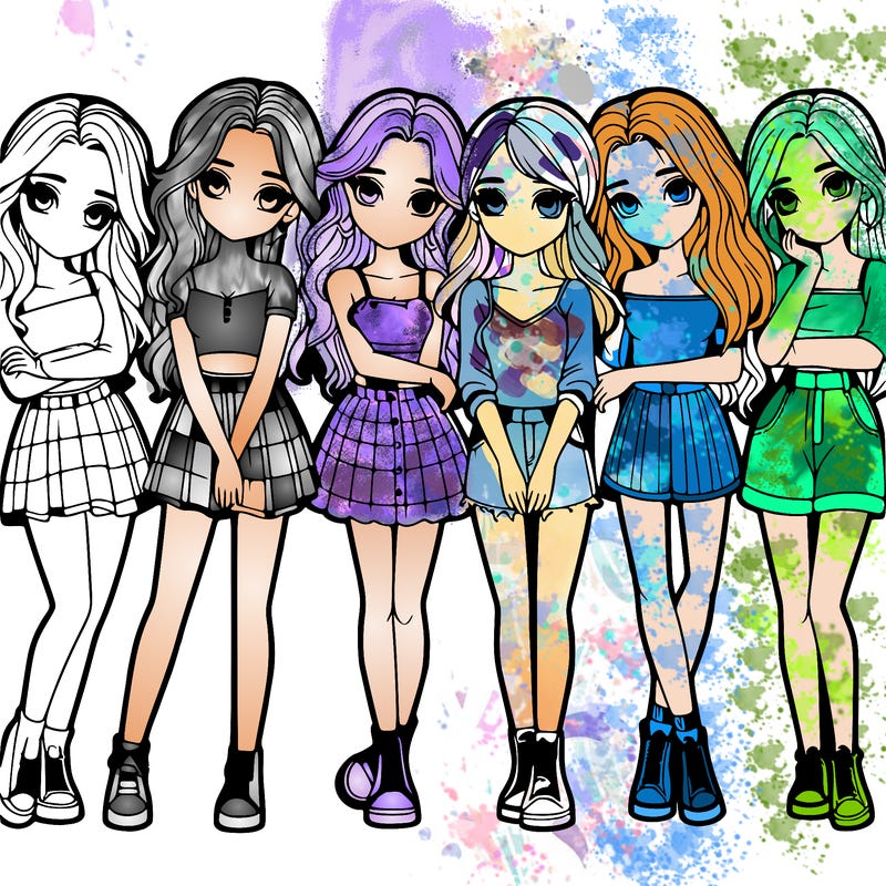 a group of girls realistic