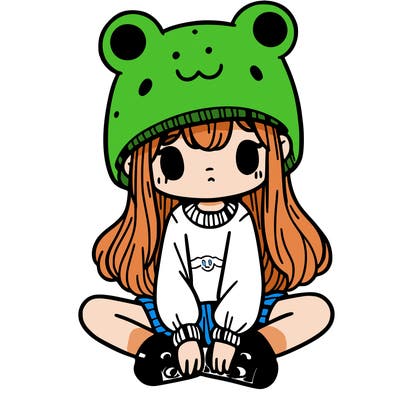 a girl wearing a frog hat and some frog socks