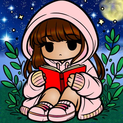 girl in oversized hoodie reading a book