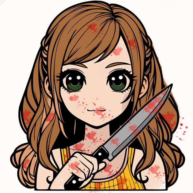 realistic girl holding a knife