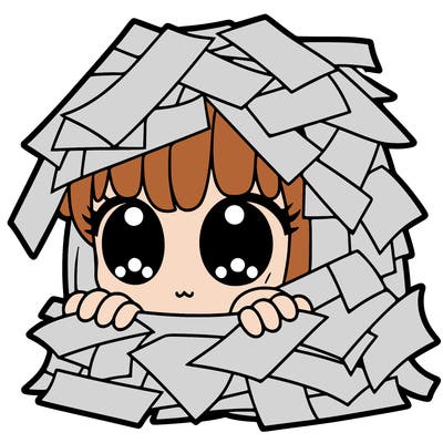 girl covered in paper