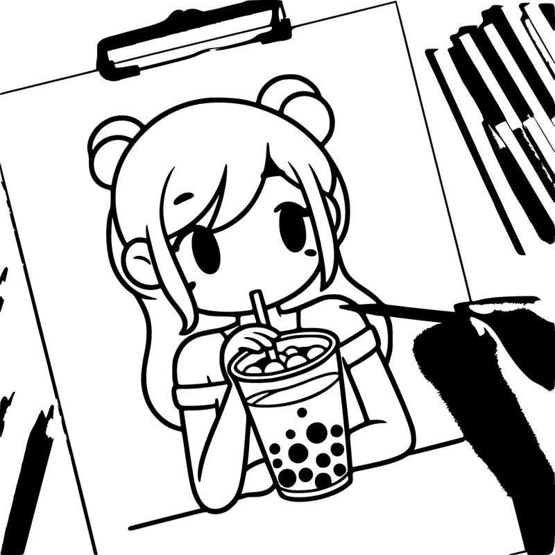 girl drinking boba