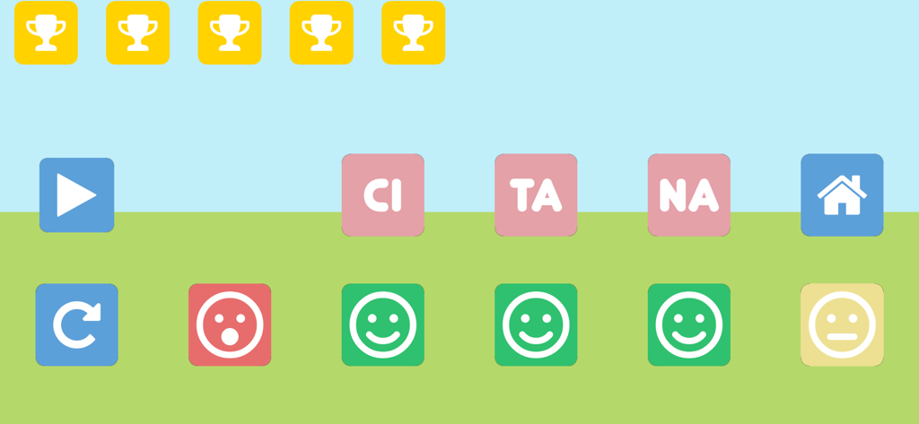 Impariamo le sillabe - Learning interface for Italian syllables featuring phonetic tiles and reward trophies