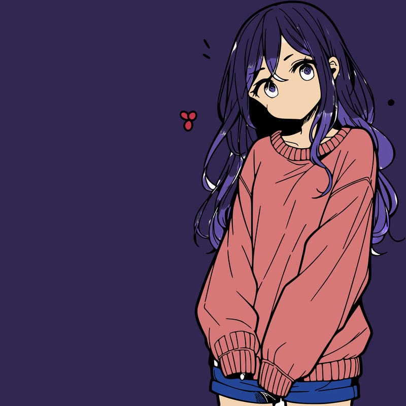 manga teen girl  in a sweater and baggy pants