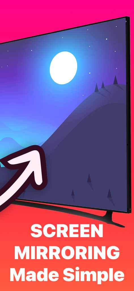 Replica app promotional graphic showing a TV screen with the caption Screen Mirroring Made Simple