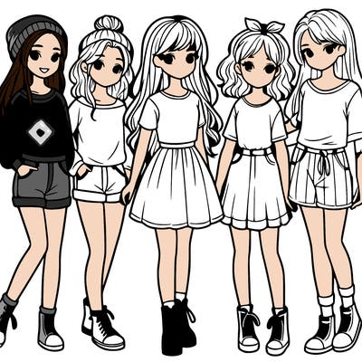 a group of five girls