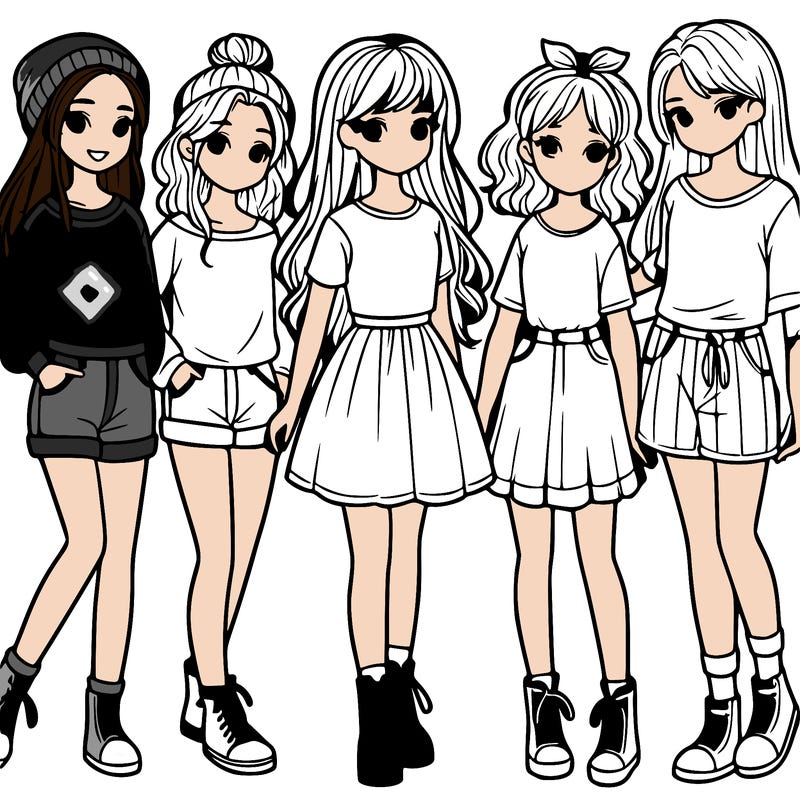 a group of five girls