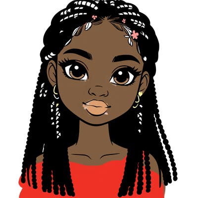 a realistic black girl with braids
