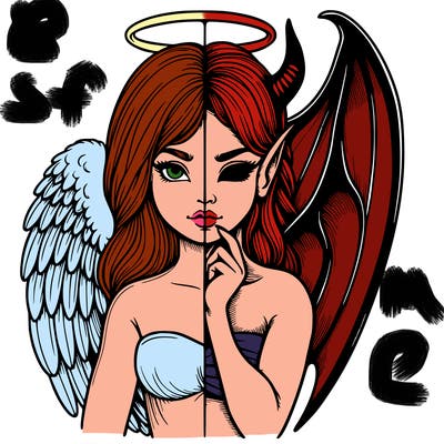 realistic angel half demon