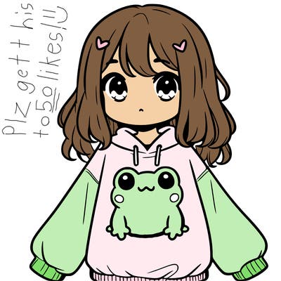 girl wearing frogging sweatshirt