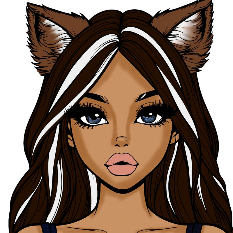 realistic girl with fox ears and realistic lips