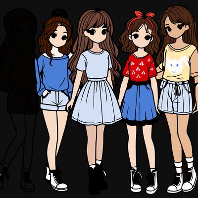 a group of five girls