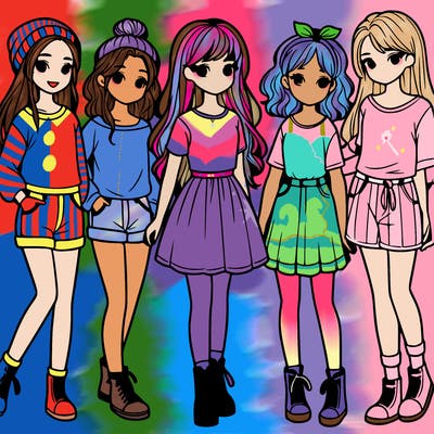 a group of five girls