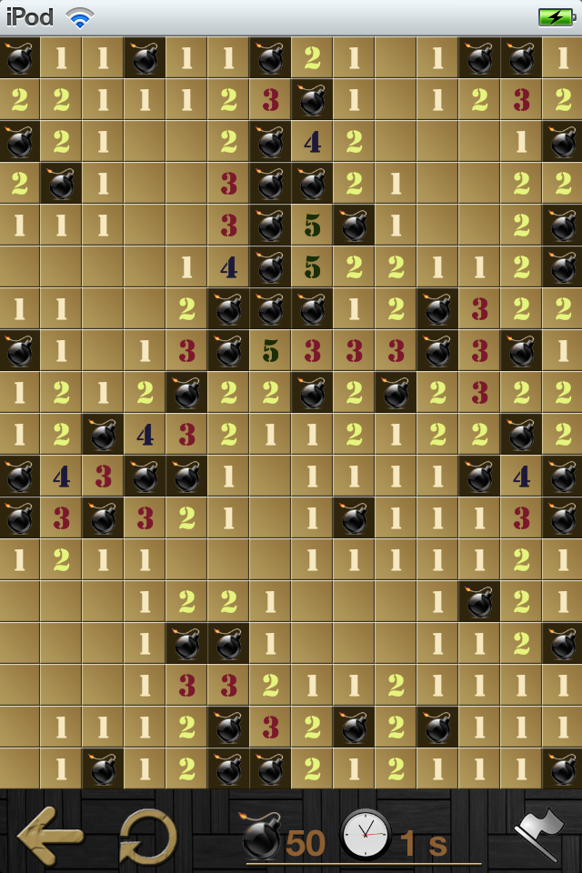 Mine Hunter FREE - Classic minesweeper logic game board with bomb icons and numbers