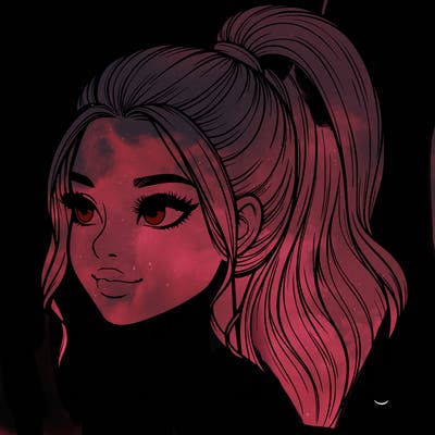 realistic girl with a high ponytail