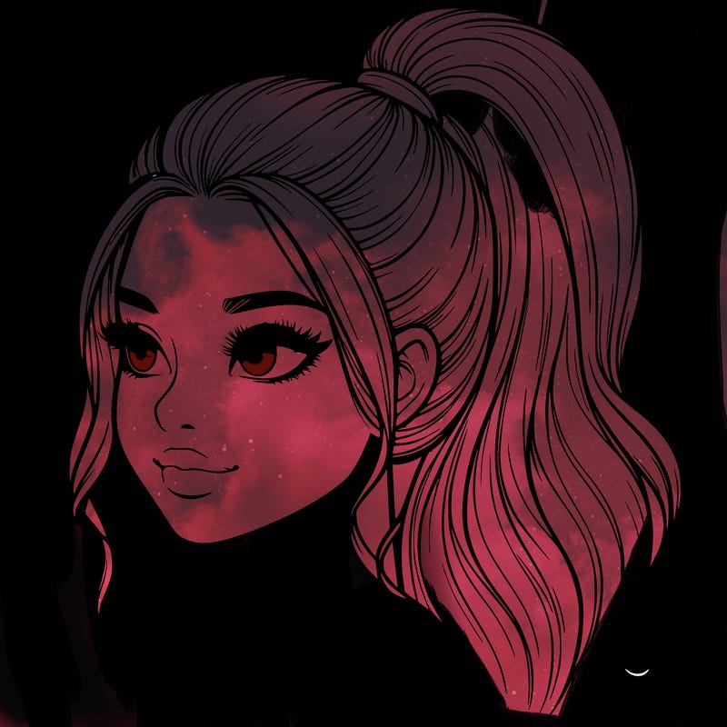 realistic girl with a high ponytail