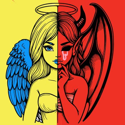 realistic angel half demon