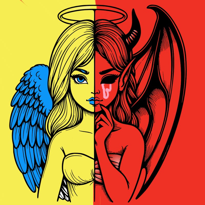 realistic angel half demon