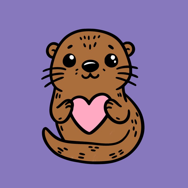 otter with a heart