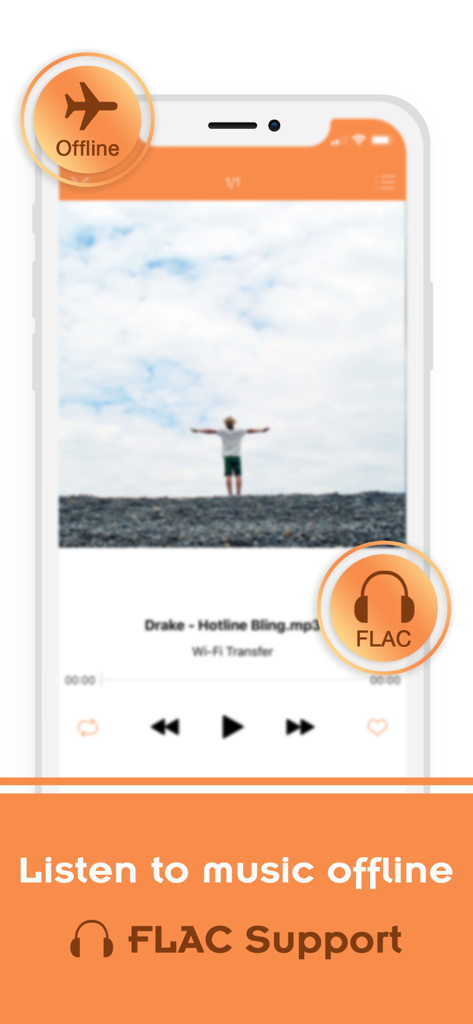Cloud Music Player - FLAC Play - Mobile app interface for cloud music player showing offline playback and FLAC support features
