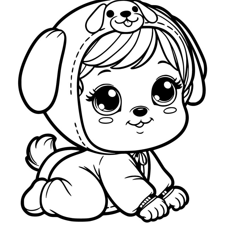 a beautiful baby in a puppy costume