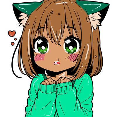 shy anime catgirl