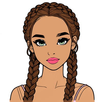 realistic girl with braids