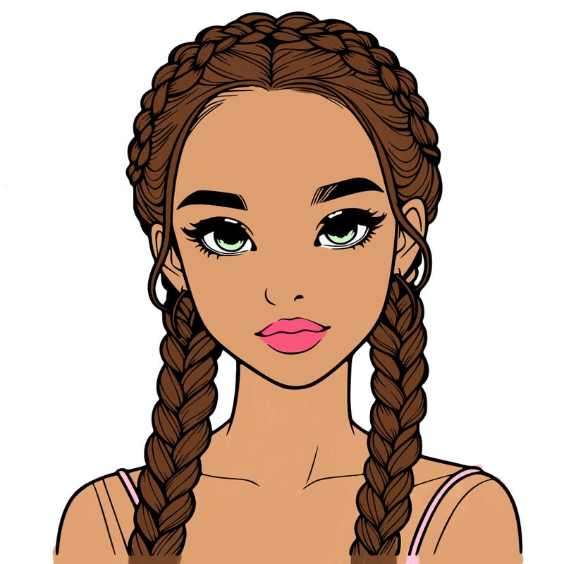 realistic girl with braids