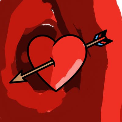 a heart with a arrow in between it