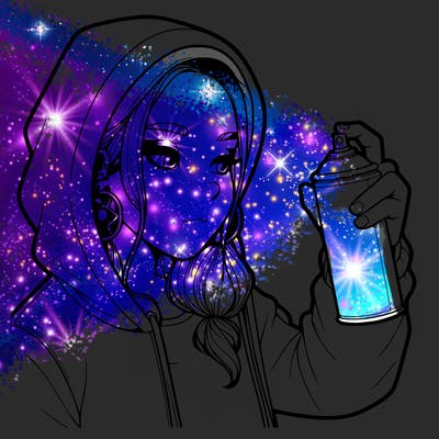 a realistic girl, spray painting