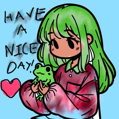 girl with long hair and a oversized shirt. and she is holding a frog