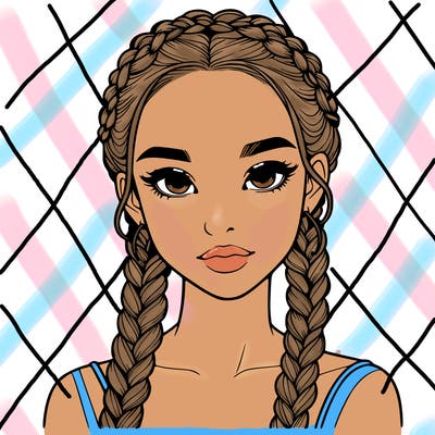 realistic girl with braids