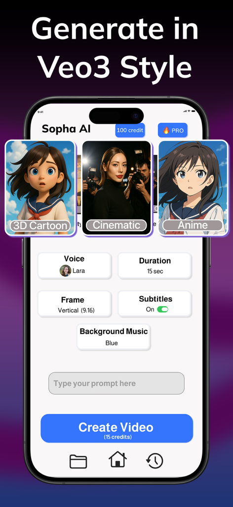 AI Video Maker: Vido - A mobile app interface for Vido AI video maker displaying animation styles and video customization settings