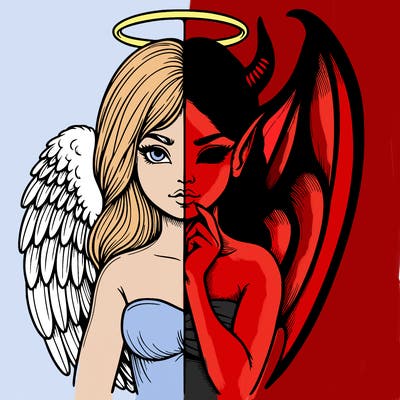 realistic angel half demon