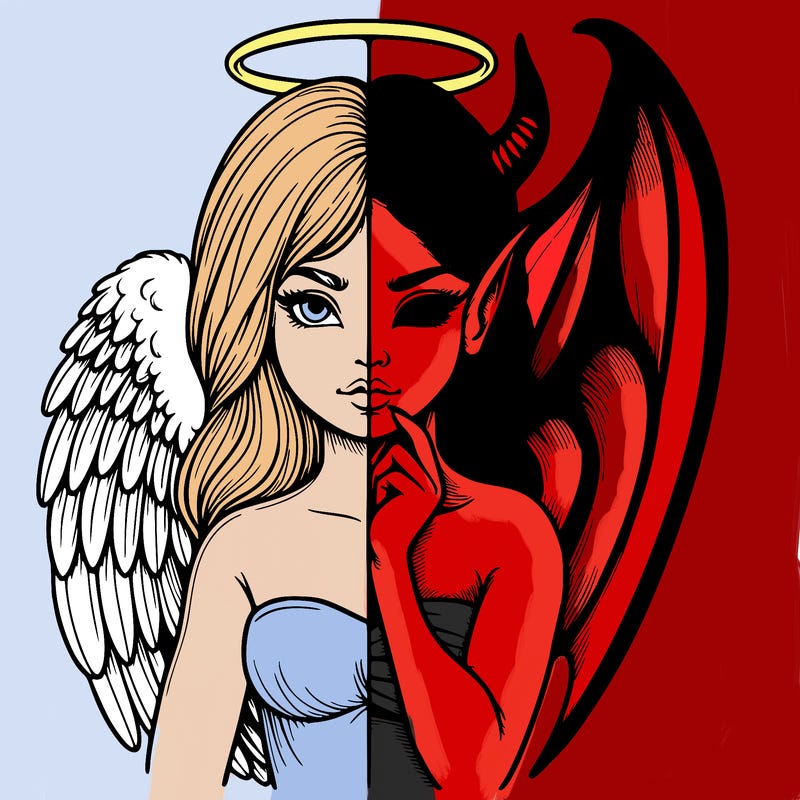 realistic angel half demon