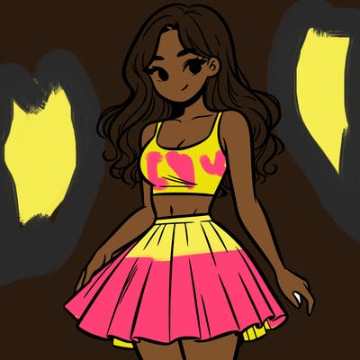 woman in a skirt and crop top