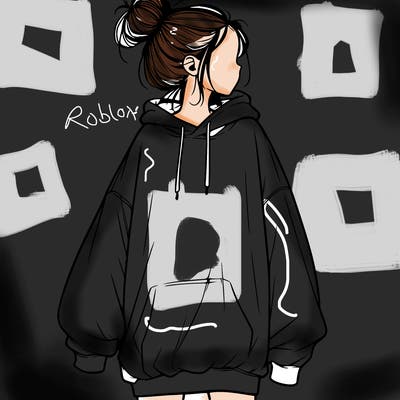 realistic girl with a oversized sweatshirt on and a bun