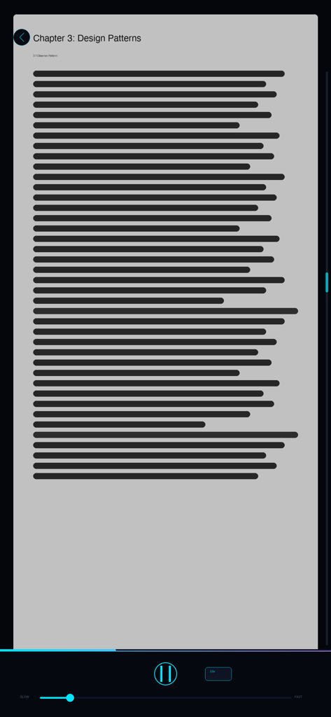 AutoScrollingReader - AutoScrollingReader interface featuring a PDF document with auto-scroll playback controls and speed slider