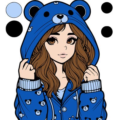realistic girl in a animal pjs hoodie