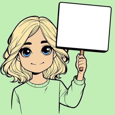 realistic girl holding up a sign