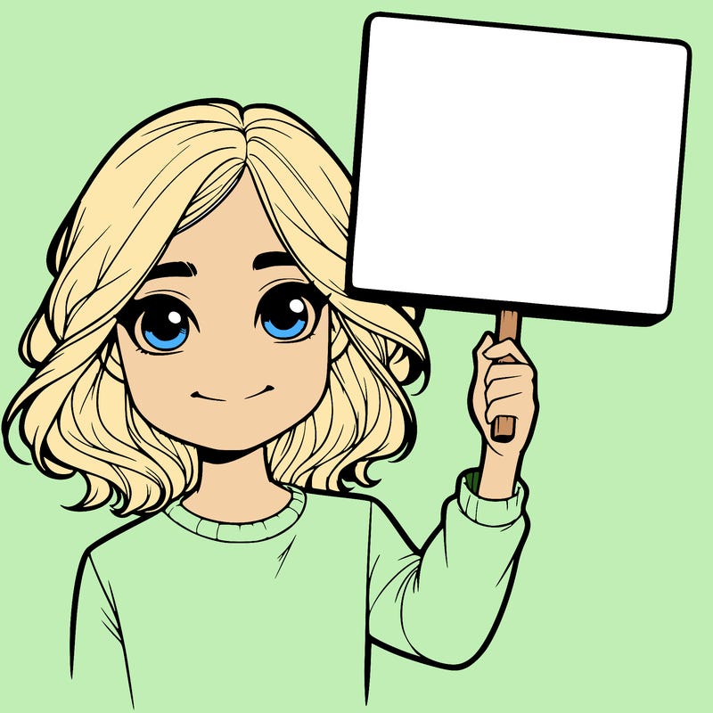 realistic girl holding up a sign