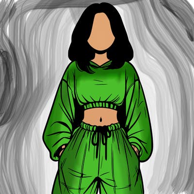 realistic girl faceless with baggy pants and a crop top